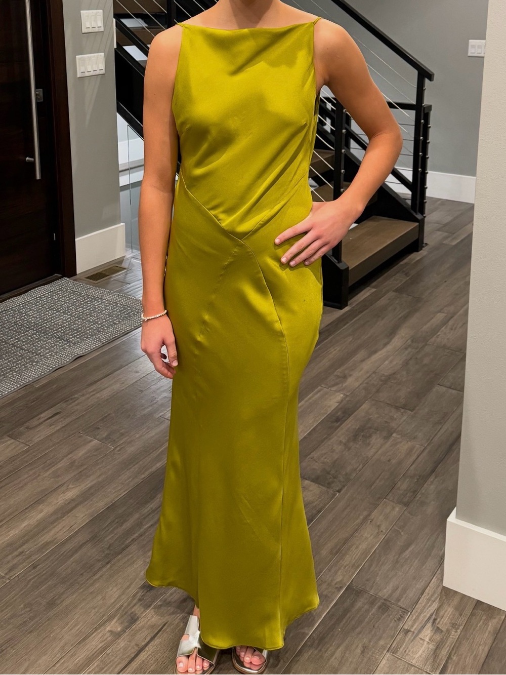 ASOS Olive Satin Prom Gown